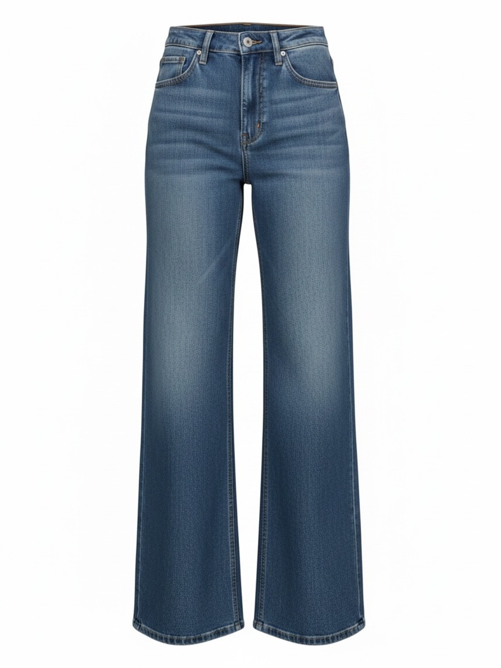 Hollister High-Waist Wide-Leg Jeans - Medium Blue Wash